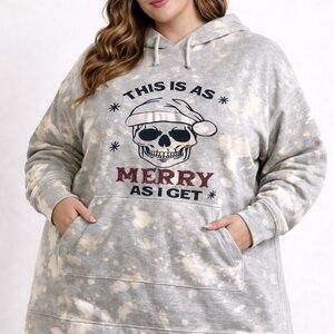 George 3XL Lightweight Hoodie Bleached Design Merry Graphic